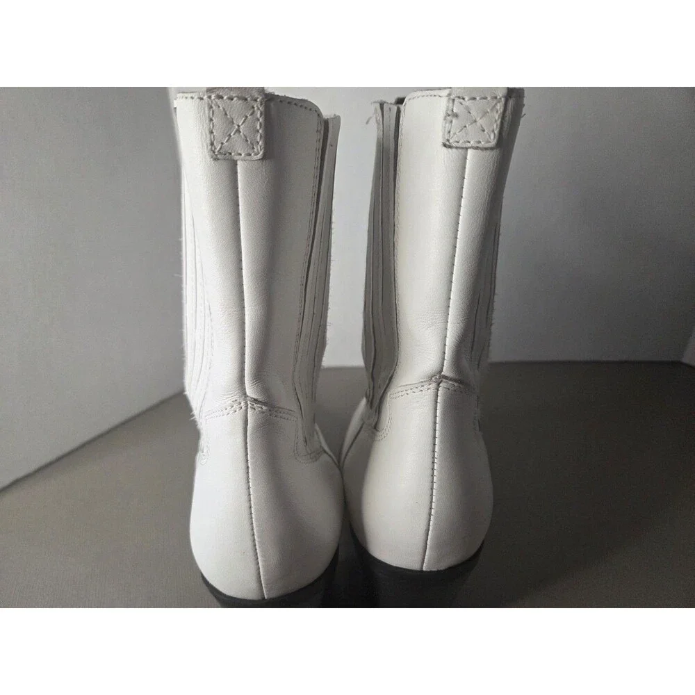 Aldo White Pointed-Toe Mid-Calf Western Heeled Cowboy Boots EUC Size 10